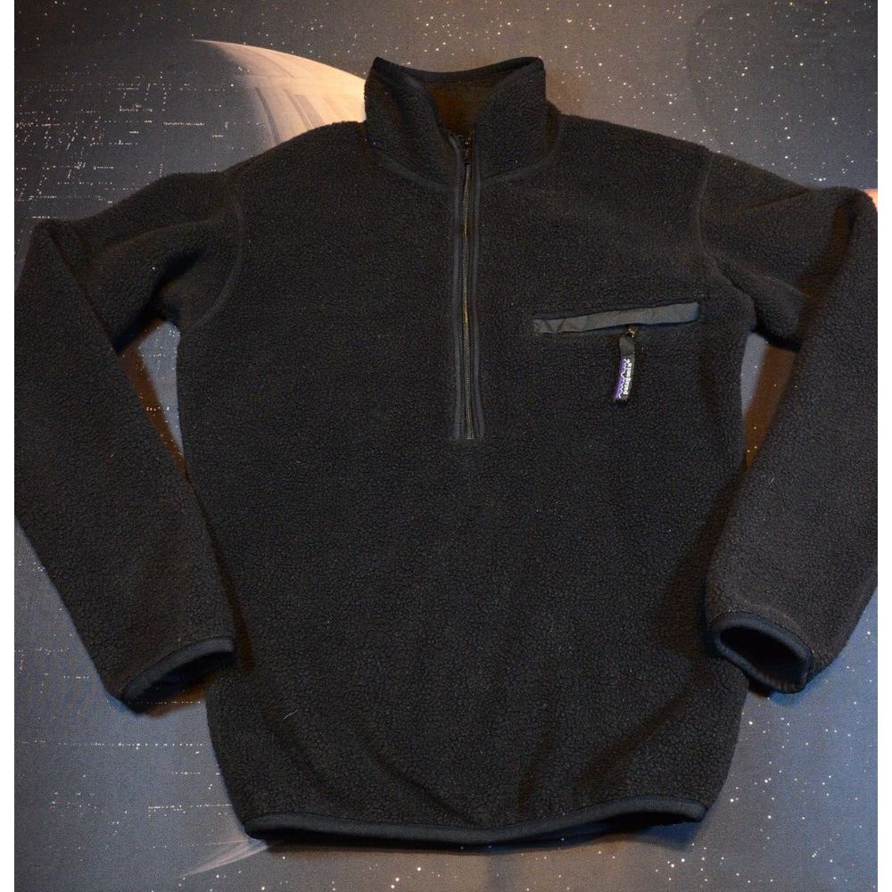 Patagonia Vintage 89/90 Women S Pull‎ Over Fleece 1/2 Zip Jacket Black USA 25751